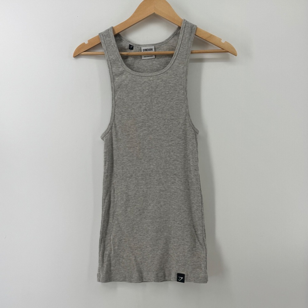 Gymshark Mens Ribbed Tank Top Heather Gray Sleeveless Muscle Tee Size S A5A2E
